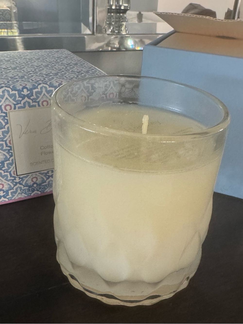Vera Bradley Cotton Flower Scented 10 oz Glass Jar Soy Blend Candle